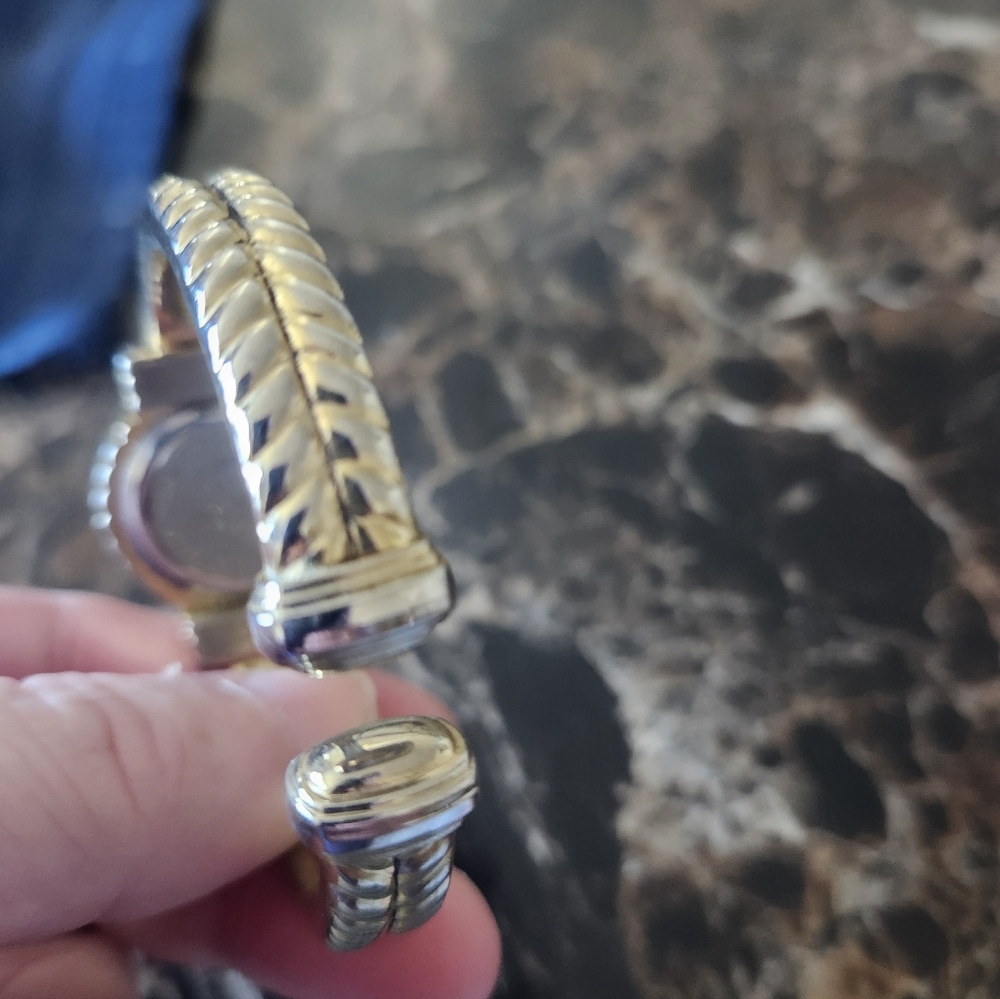Gold and Silver Textured Watch Braclet